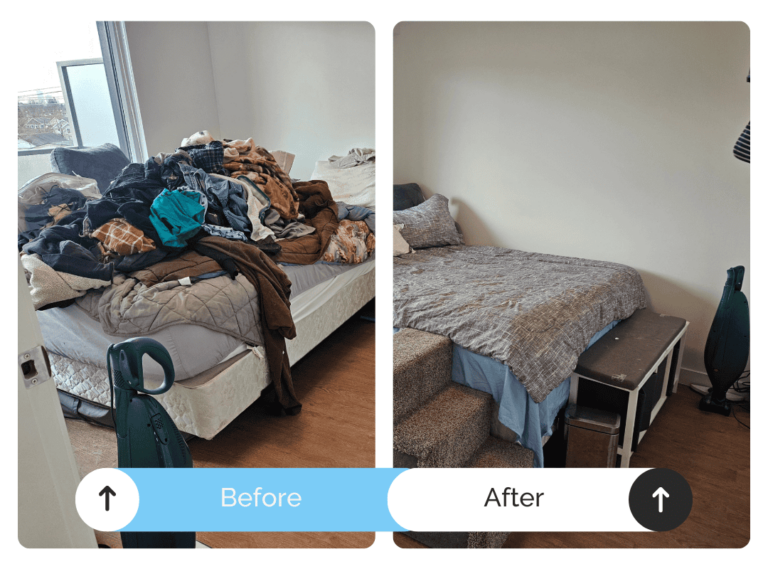 Dee CLUTTER Before and After - Bedroom - White Background
